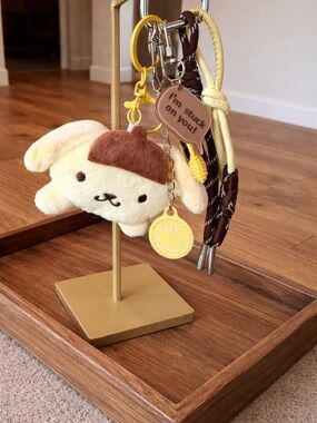 Plush Yellow Bunny Keychain Charm with Smile Tag